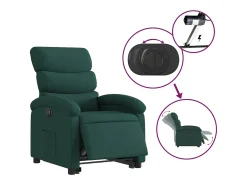 Poltrona elétrica reclinável/elevatória tecido verde-escuro SHL600770