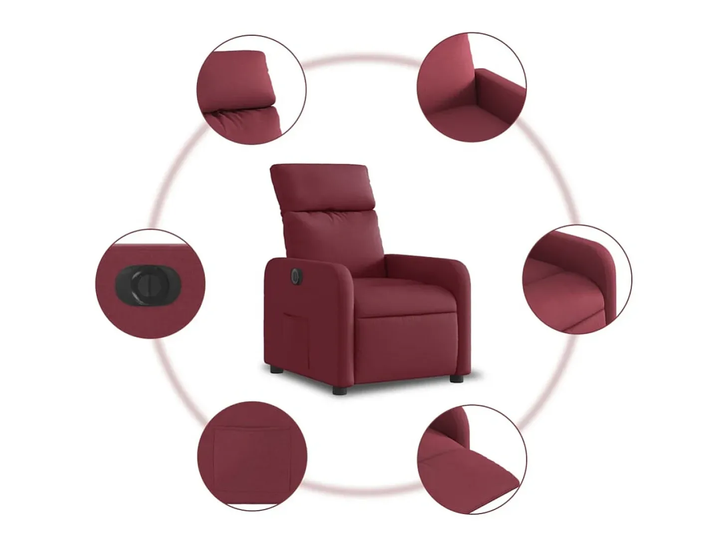 Poltrona elétrica reclinável tecido vermelho tinto SHL733621