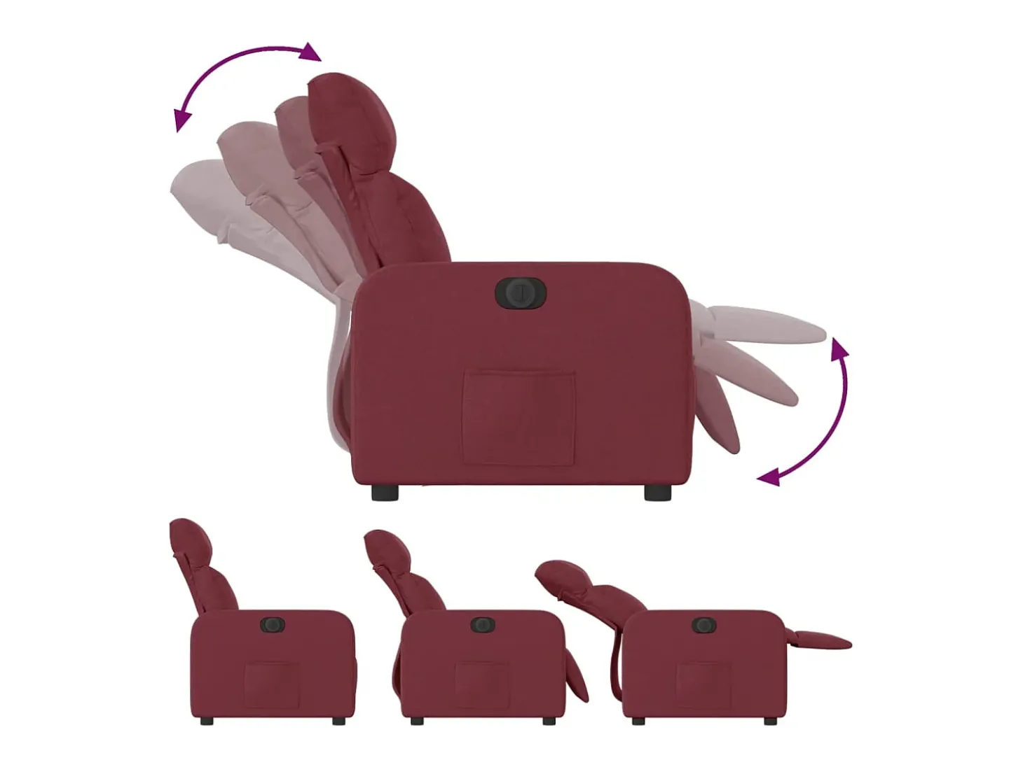 Poltrona elétrica reclinável tecido vermelho tinto SHL733621