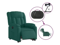 Poltrona elétrica reclinável/elevatória tecido verde-escuro SHL131389