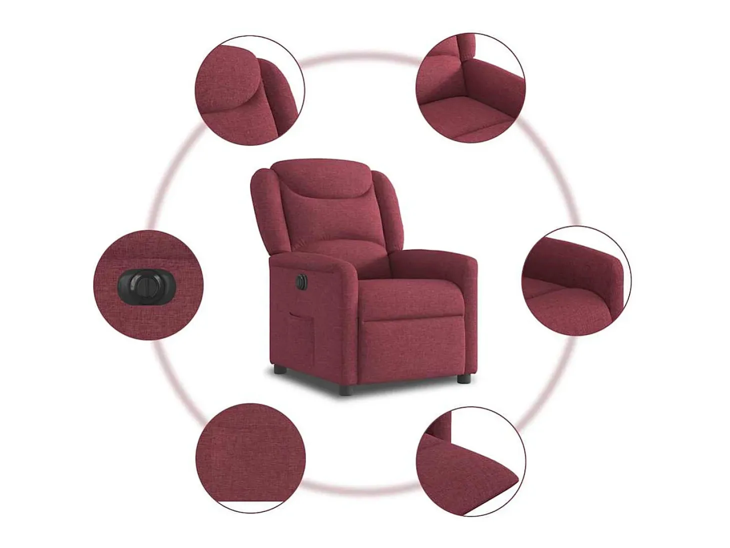 Poltrona elétrica reclinável tecido vermelho tinto SHL453385