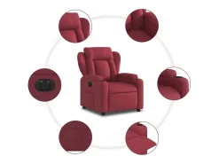 Poltrona elétrica reclinável tecido vermelho tinto