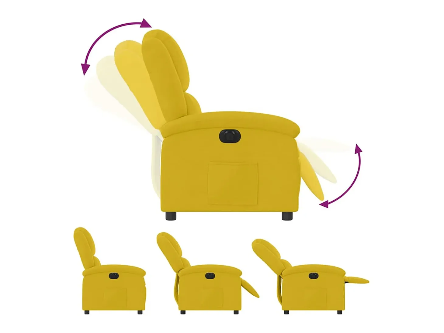 Poltrona elétrica reclinável veludo amarelo