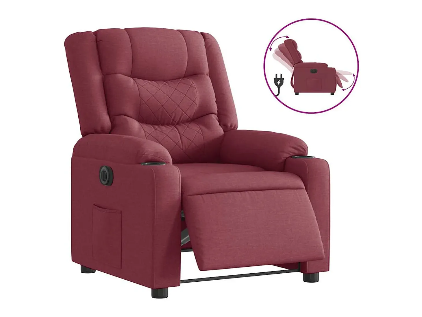 Poltrona elétrica reclinável tecido vermelho tinto SHL600196