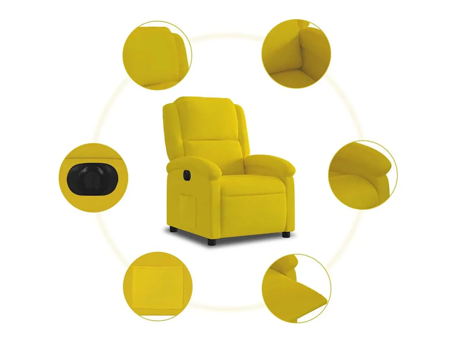 Poltrona elétrica reclinável veludo amarelo SHL747305