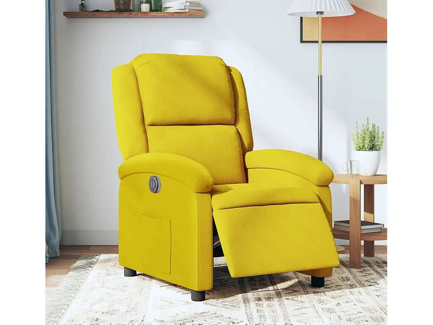 Poltrona elétrica reclinável veludo amarelo SHL747305
