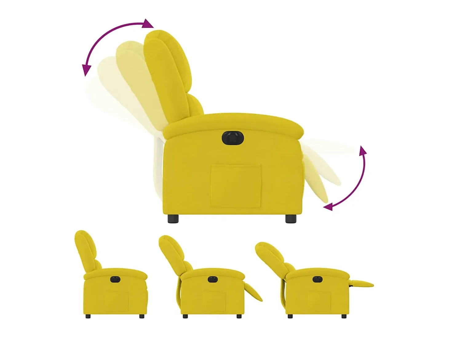 Poltrona elétrica reclinável veludo amarelo SHL747305