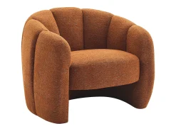Poltrona em forma de concha em tecido chenille terracota DELIPO