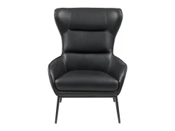 Poltrona em pele de búfalo preto estilo contemporâneo efeito pesponto DINNIA