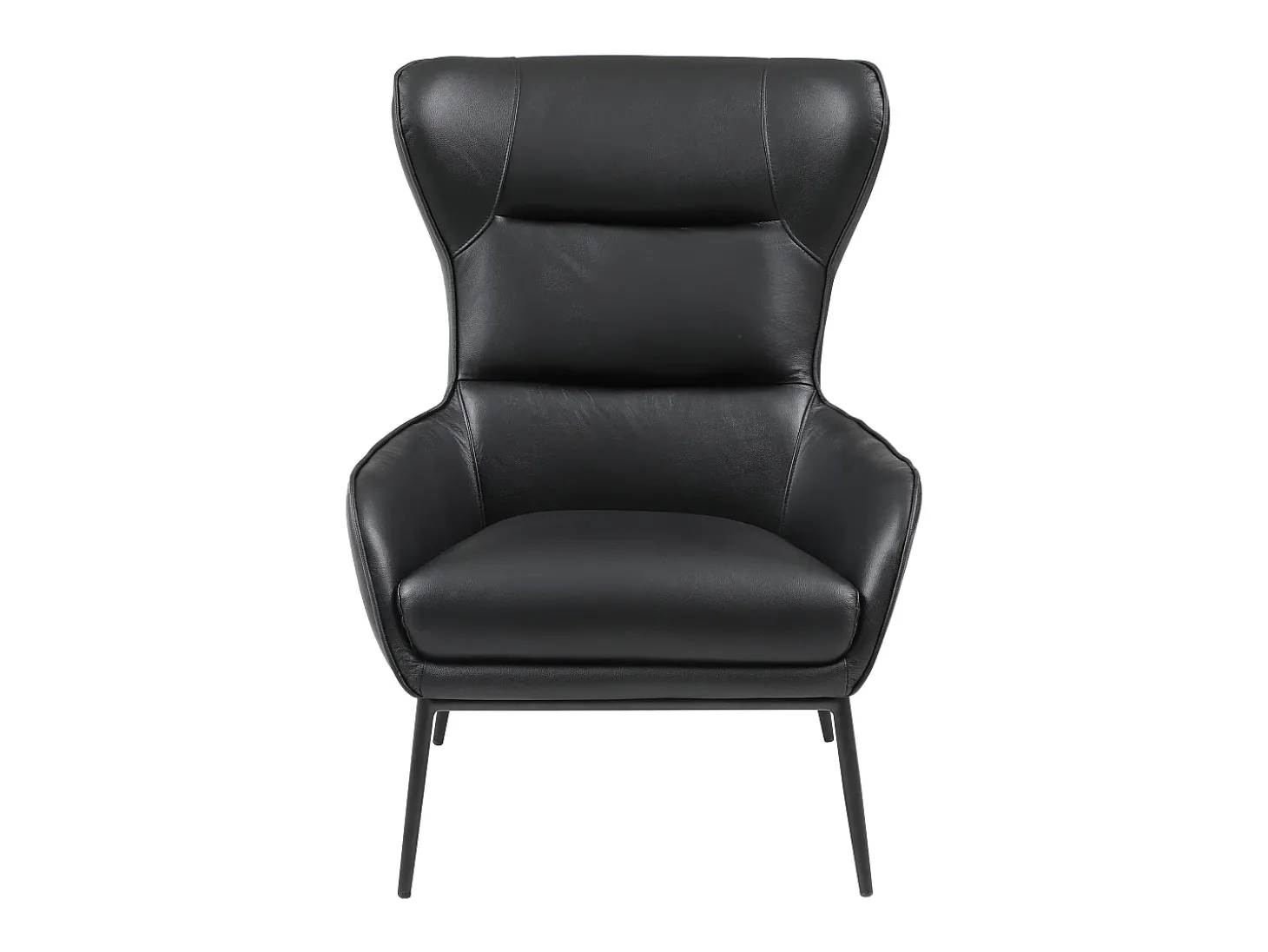 Poltrona em pele de búfalo preto estilo contemporâneo efeito pesponto DINNIA