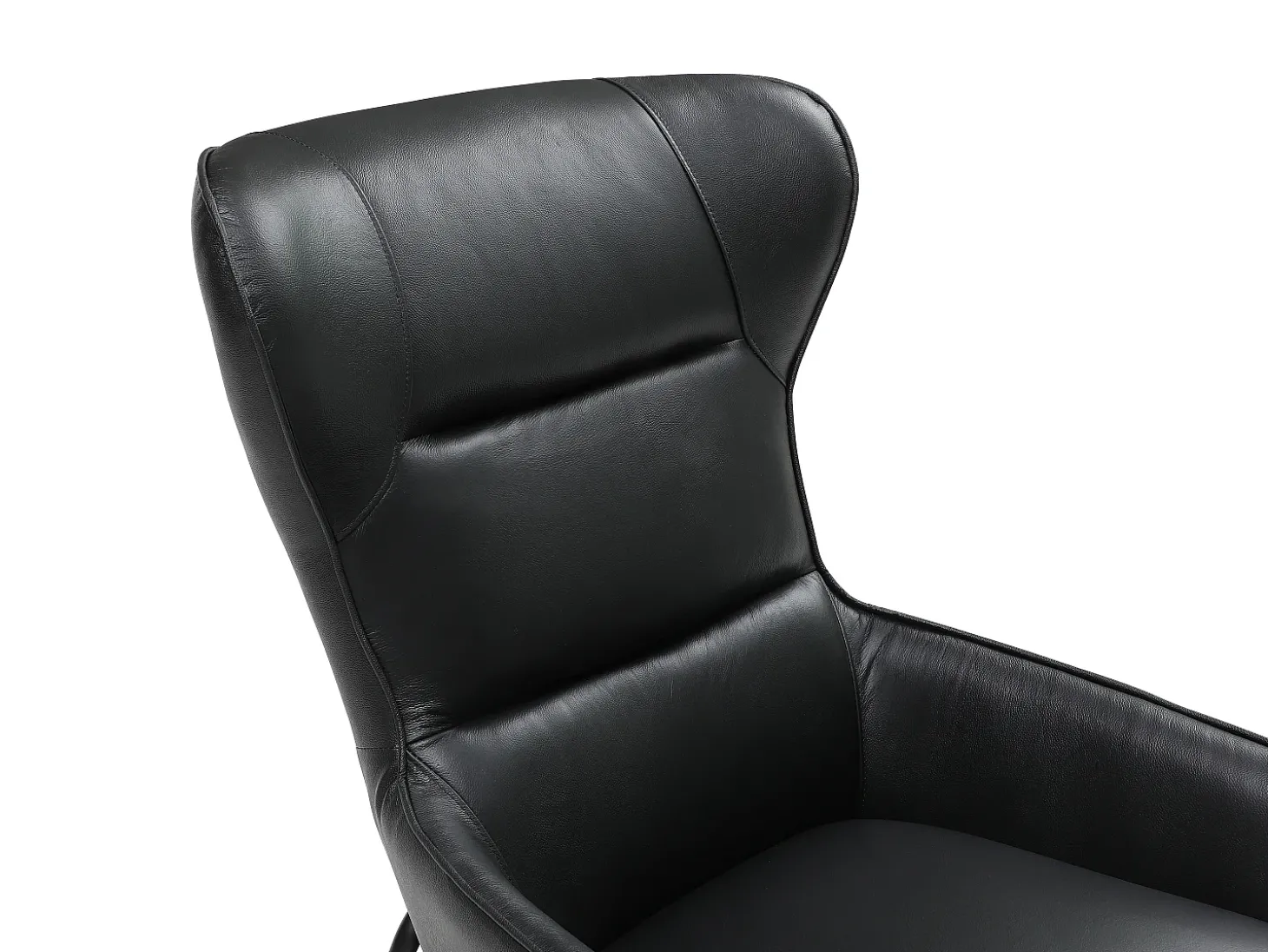 Poltrona em pele de búfalo preto estilo contemporâneo efeito pesponto DINNIA