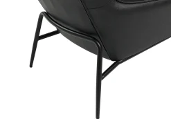 Poltrona em pele de búfalo preto estilo contemporâneo efeito pesponto DINNIA