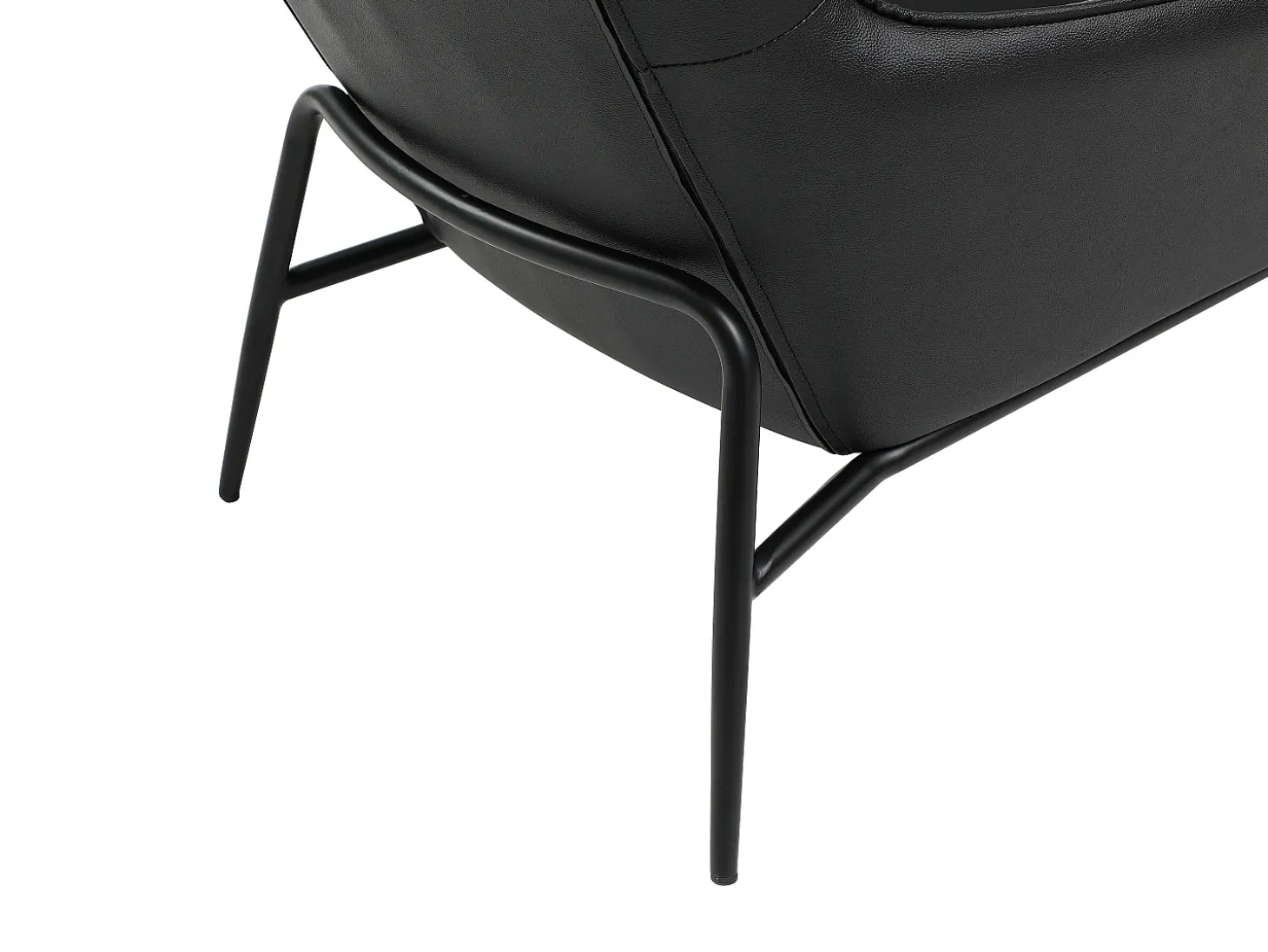 Poltrona em pele de búfalo preto estilo contemporâneo efeito pesponto DINNIA