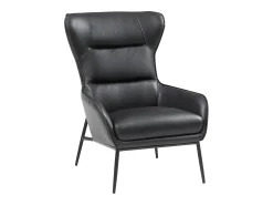 Poltrona em pele de búfalo preto estilo contemporâneo efeito pesponto DINNIA