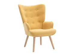 Poltrona em tecido amarelo mostarda acolchoado. Estilo escandinavo. VATELY