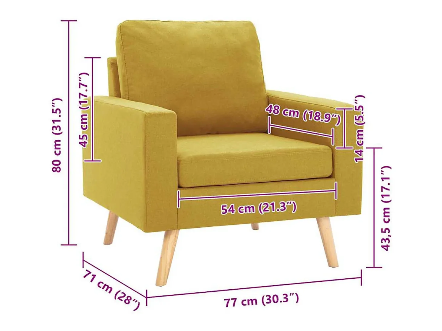 Poltrona em tecido amarelo