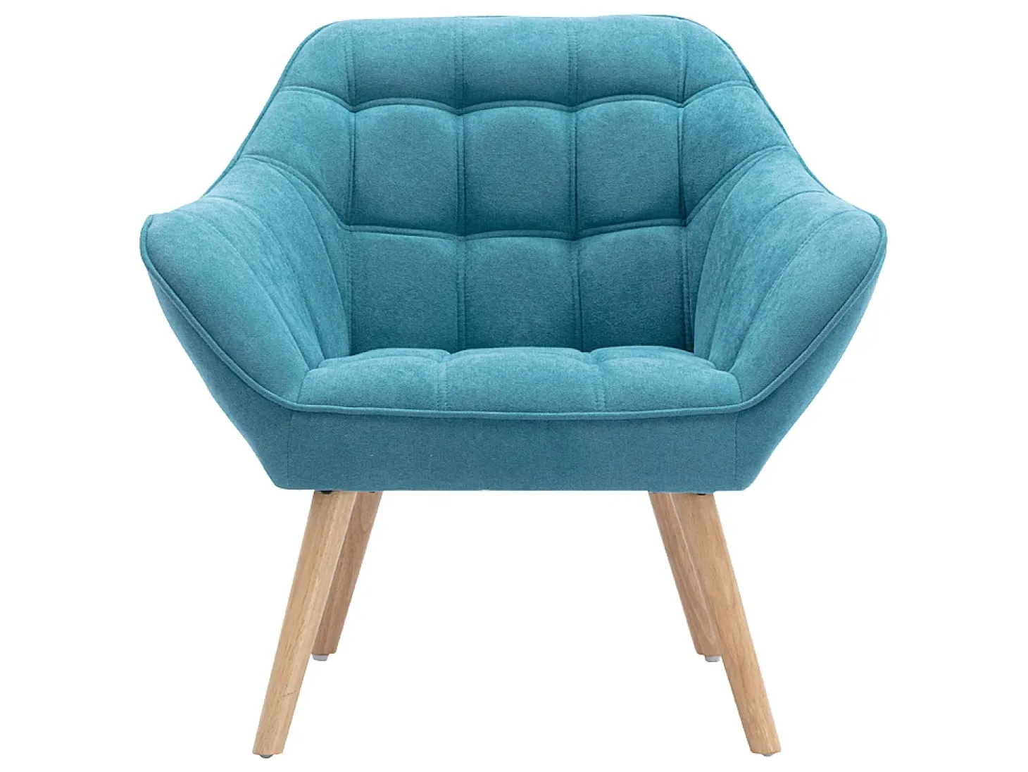 Poltrona em tecido azul acolchoado. Estilo escandinavo. CASERTA