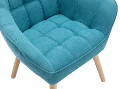 Poltrona em tecido azul acolchoado. Estilo escandinavo. CASERTA