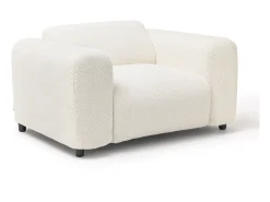 Poltrona em tecido bouclé branco estilo design POGNI de Maison Céphy