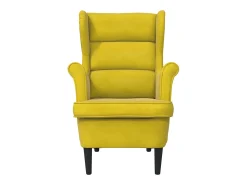 Poltrona em veludo amarelo mostarda