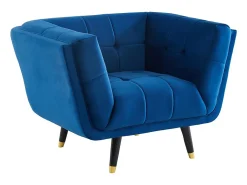 Poltrona em veludo azul-escuro - SAMANTHA II