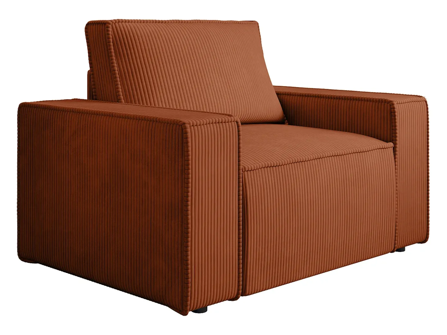 Poltrona em veludo canelado terracota de estilo design AMELIA