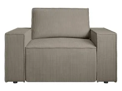 Poltrona em veludo canelado taupe de estilo design AMELIA