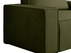 Poltrona em veludo canelado verde oliva de estilo design AMELIA