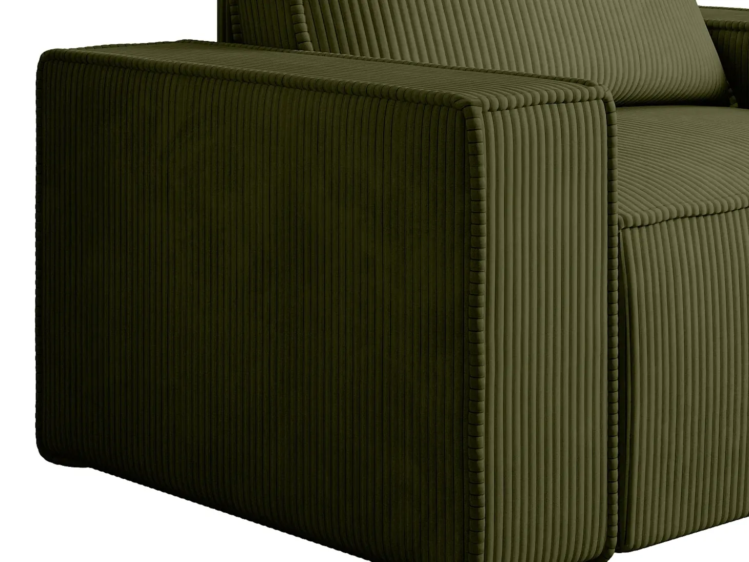 Poltrona em veludo canelado verde oliva de estilo design AMELIA