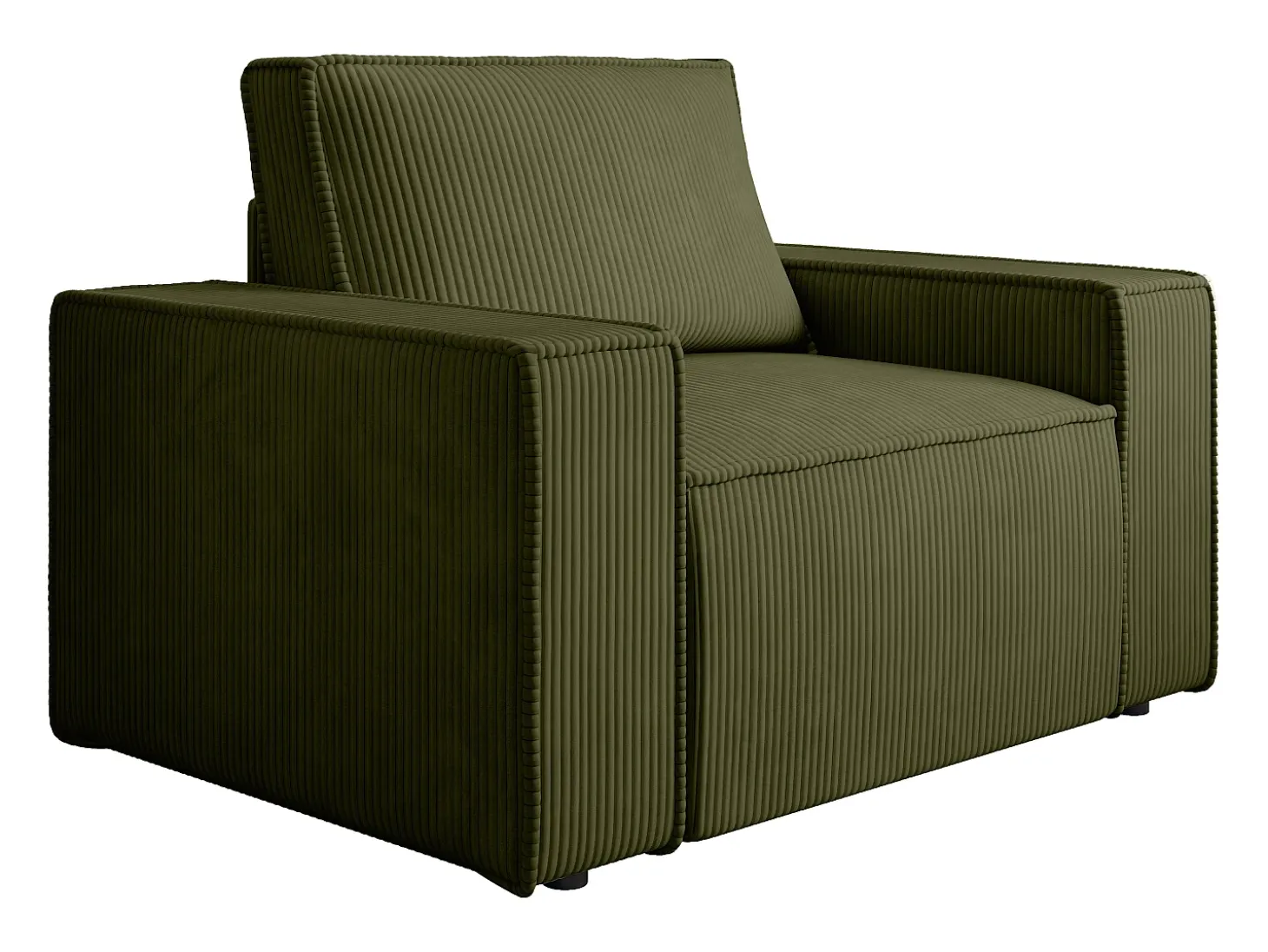 Poltrona em veludo canelado verde oliva de estilo design AMELIA