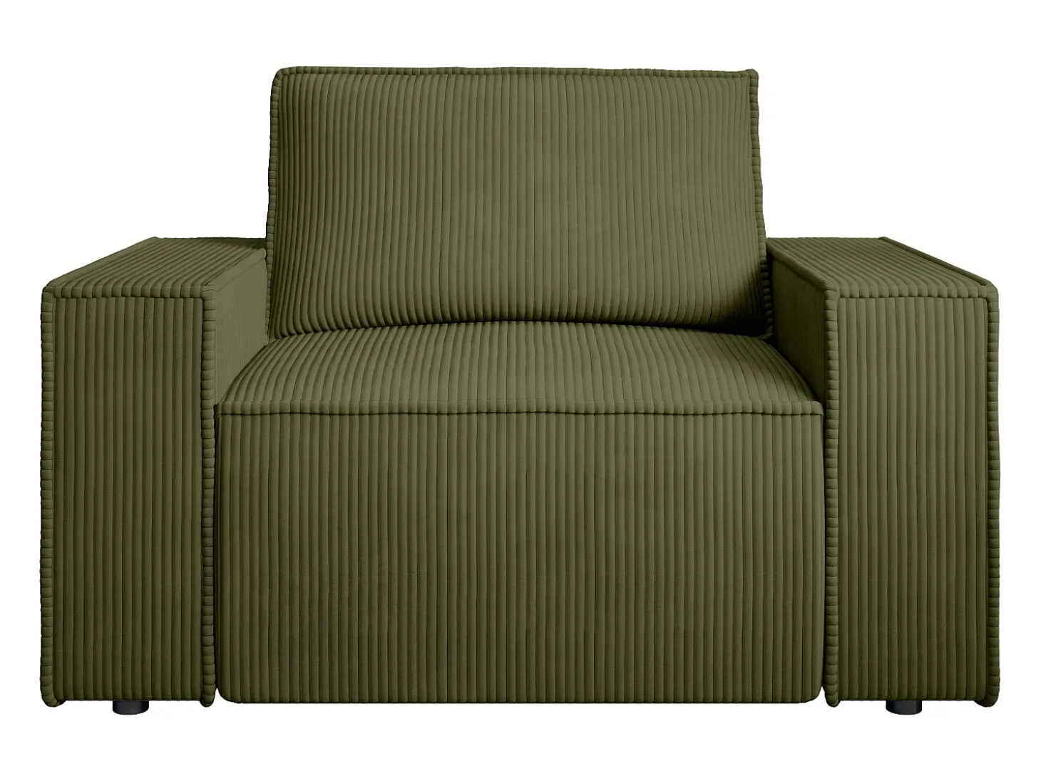 Poltrona em veludo canelado verde oliva de estilo design AMELIA