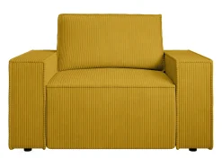 Poltrona em veludo canelado amarelo de estilo design AMELIA