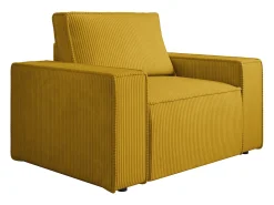 Poltrona em veludo canelado amarelo de estilo design AMELIA