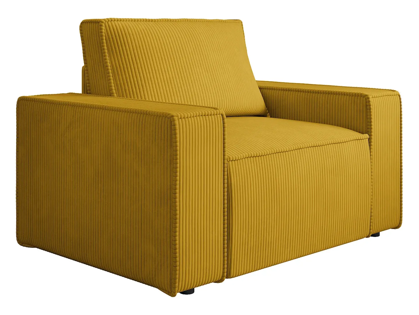 Poltrona em veludo canelado amarelo de estilo design AMELIA