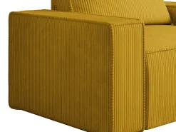Poltrona em veludo canelado amarelo de estilo design AMELIA