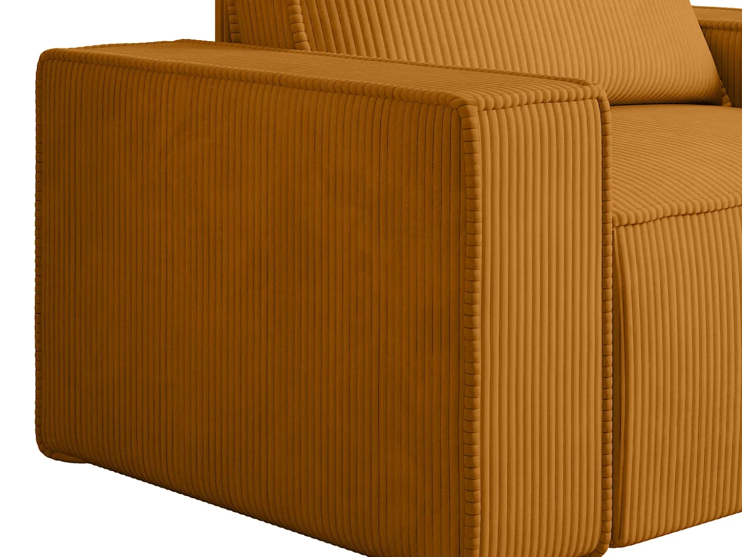 Poltrona em veludo canelado laranja-claro de estilo design AMELIA