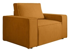 Poltrona em veludo canelado laranja-claro de estilo design AMELIA
