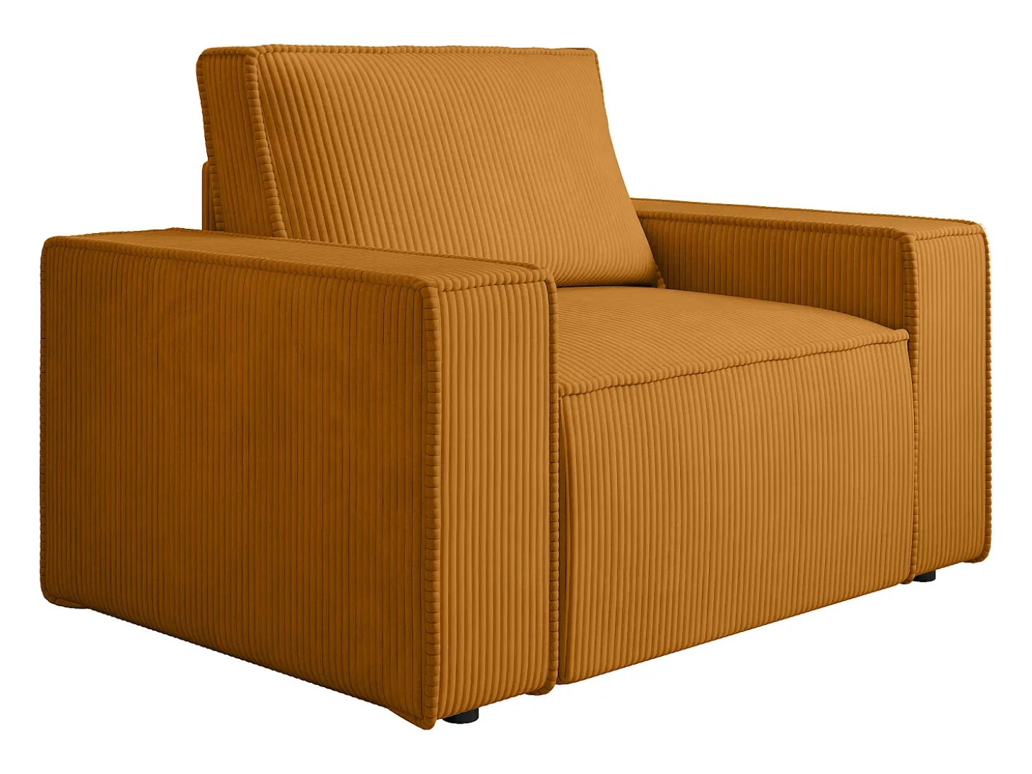 Poltrona em veludo canelado laranja-claro de estilo design AMELIA