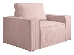 Poltrona em veludo canelado cor-de-rosa pó de estilo design AMELIA