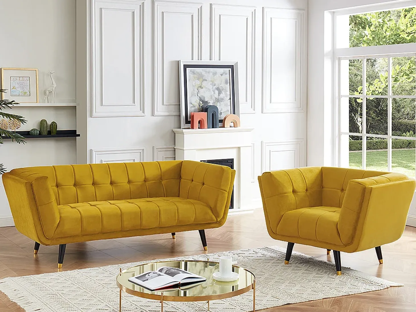 Poltrona em veludo ocre - SAMANTHA II