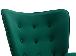 Poltrona em veludo verde acolchoado. Estilo escandinavo. VATELY
