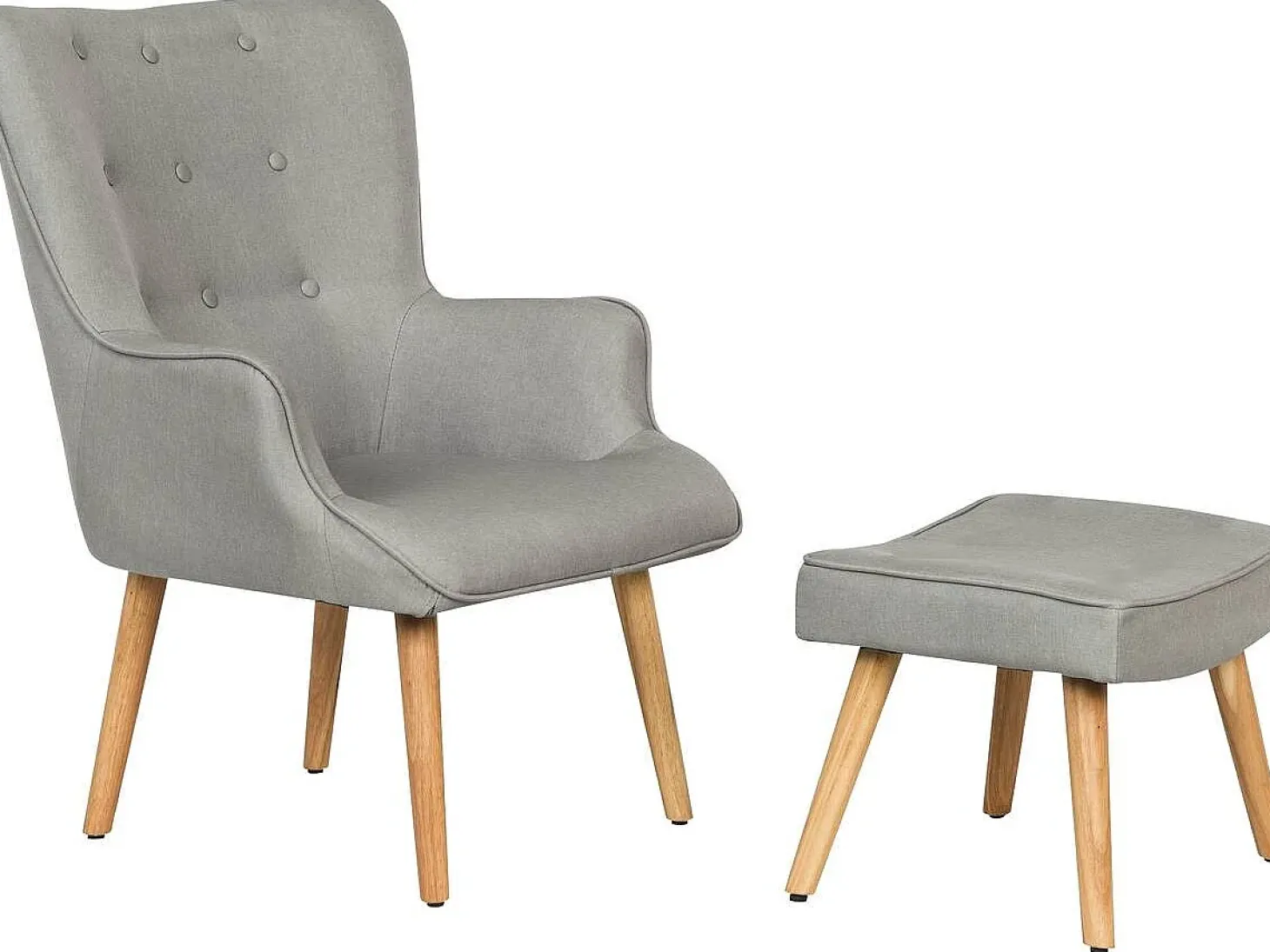 Poltrona estilo escandinavo em tecido "Odense" - 1 lugar - Cinza claro