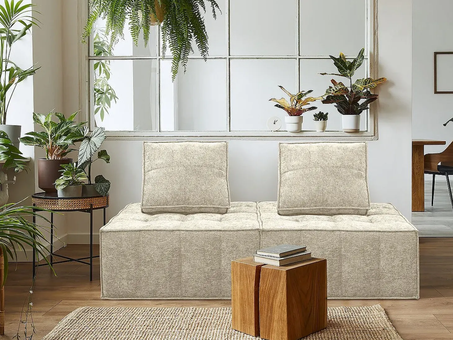 Poltrona estilo veludo - 96 x 100 x 89 cm - Bege
