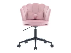 Poltrona giratória com altura regulável - Encosto em forma de pétala - 55 x 42 x 73-83 cm - Veludo - Rosa