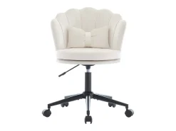 Poltrona giratória com altura regulável - Encosto em forma de pétala - 55 x 42 x 73-83 cm - Veludo - Bege