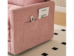 Poltrona giratória com bolso lateral - Tecido chenille - Rosa