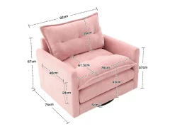 Poltrona giratória com bolso lateral - Tecido chenille - Rosa
