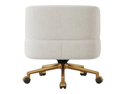 Poltrona giratória em chenille bege com almofada de assento de 20 cm, 71x60x71 cm