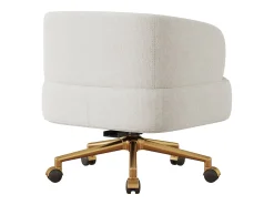 Poltrona giratória em chenille bege com almofada de assento de 20 cm, 71x60x71 cm