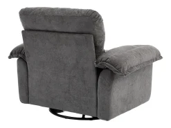 Poltrona giratória em tecido chenille cinza com almofada - Ideal para sala de estar, quarto e escritório.
